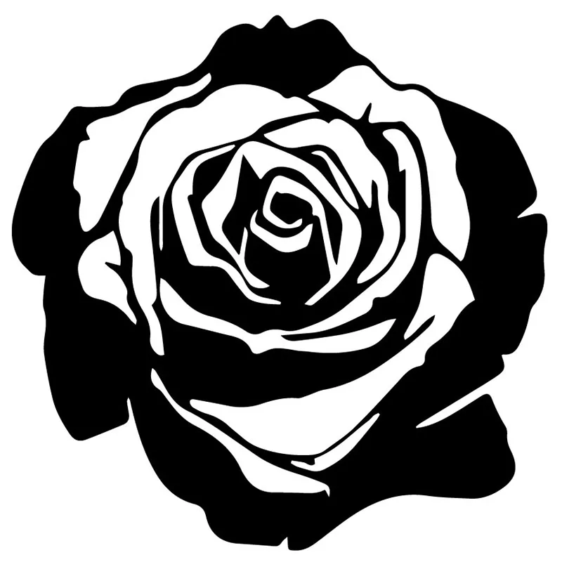 Car Stickers Rose Flower Fashion Creative PVC Car Decoration Accessories Decals Waterproof Sunscreen Black/white,17cm*17cm