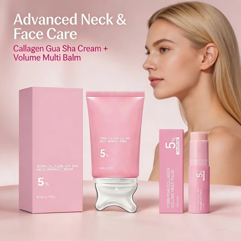 PDRN Pink Collagen Volume Multi Balm Stick/Neck Cream 5% Volufiline,Enhance Skin Elasticity Moisturizing Nourishing for Dry Skin