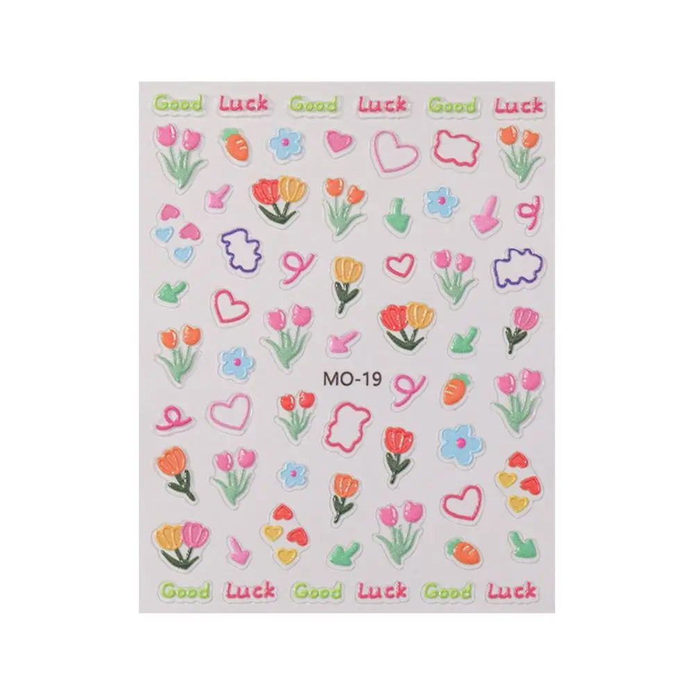 Mode bloemen nagel sticker 5D reliëf graffiti Nalil decor bloem konijn nagel sticker