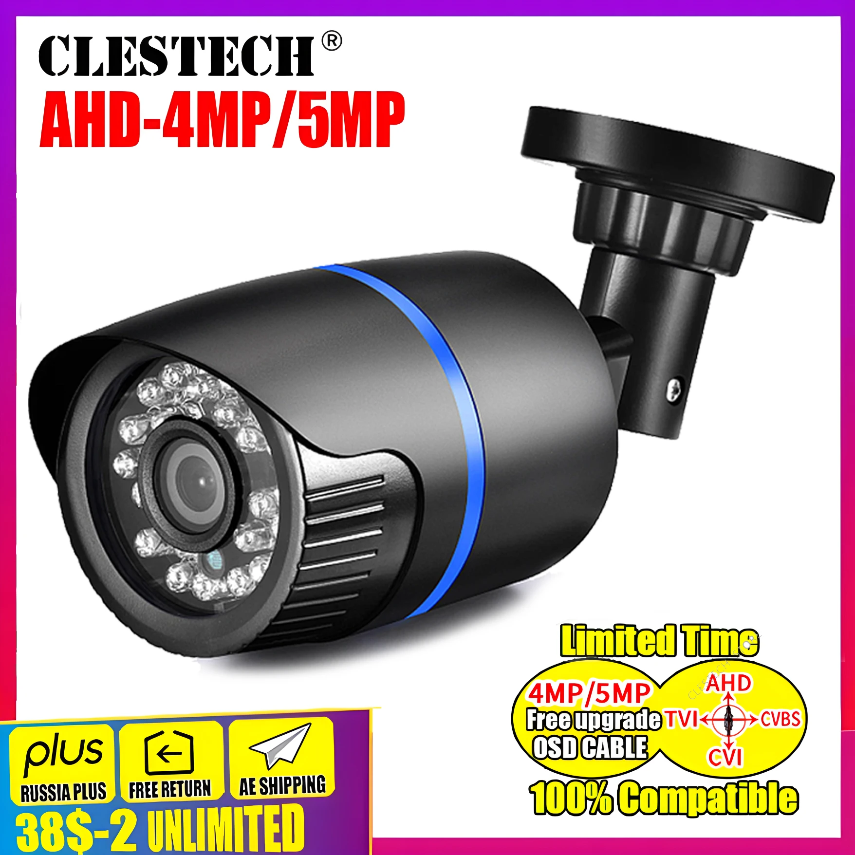 High Quality FULL Digital Coaxial CCTV AHD Camera 5MP 4MP 1080P XVI-4in1 HD Outdoor Waterproof ip66 IR Night Vision Have Bullet