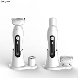 Beutyone 2 in 1 rasoio elettrico bagnato/asciutto per le donne con Base per la testa lama facciale sostituibile testina Bikini Trimmer rasoi elettrici