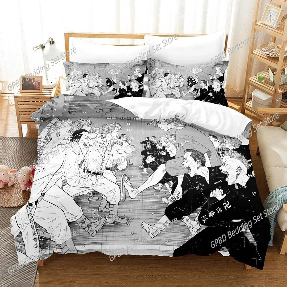 Tokyo Revengers Bedding Set 3D Printed Suitable for Bedroom Duvet Cover Set With Pillowcases Kids Home Textile