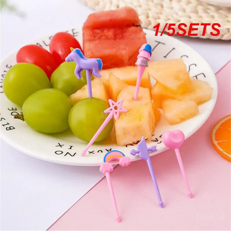 1/5SETS Cartoon Fruit Fork Convenient Unique Design 51.5cm 0.8g/piece Birthday Cake Toothpicks Cute And Elegant Creative Design