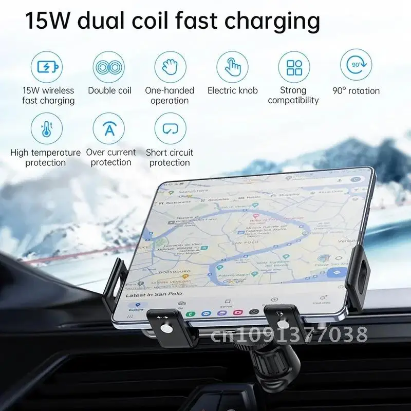 Dual Coil Fold Screen Car Wireless Charger For Samsung Galaxy Z 4 3 Fold Flip iPhone 15 14 Fast Phone Charging Vent Mount Holder