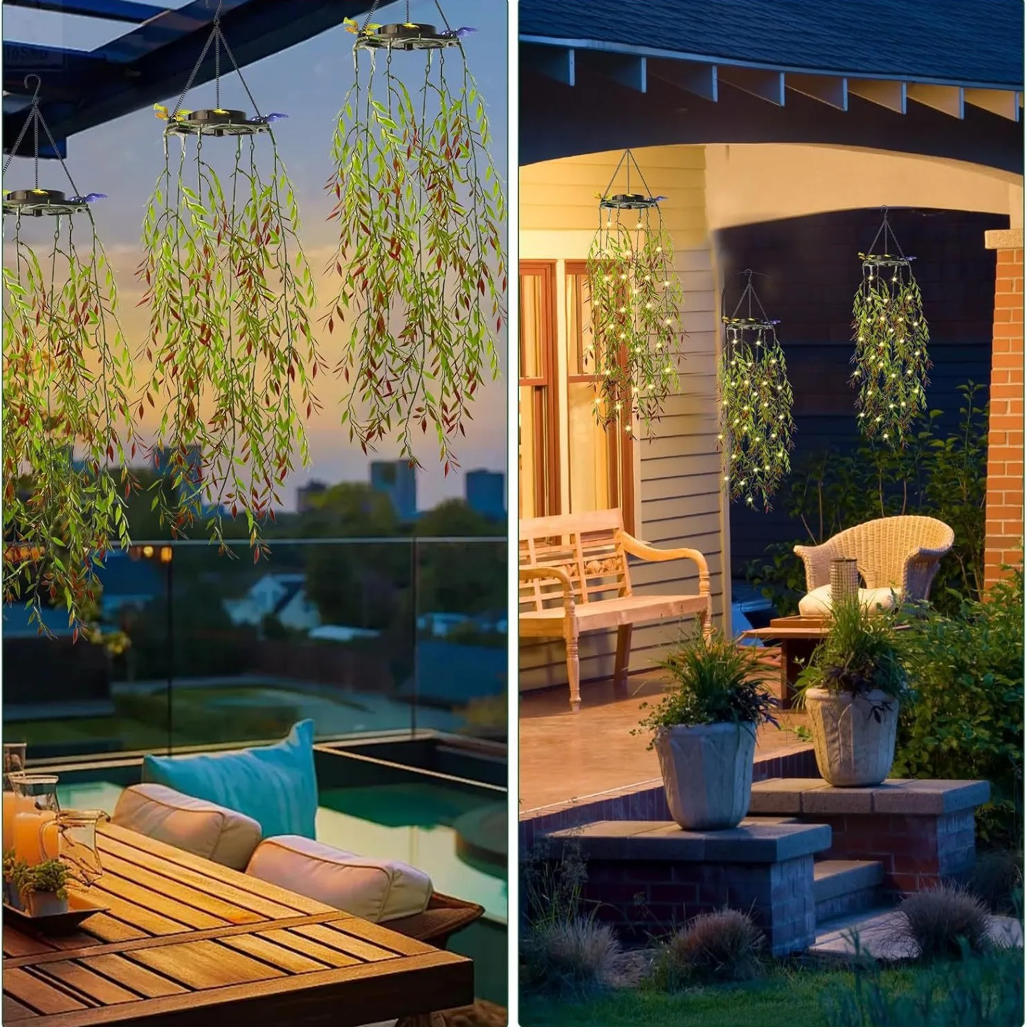2026 Artificial Willow Leaf Solar LED String Light IP Waterproof Hanging Decor For Villa Yard Garden Patio Landscape Lighting