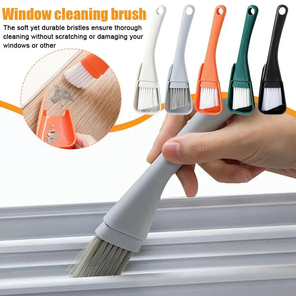 Window Groove Cleaning Brush Windows Slot Cleaner For Door Floor Mini Brush+Dustpan 2 In 1 Household Cleaning Tools Kit P6F3