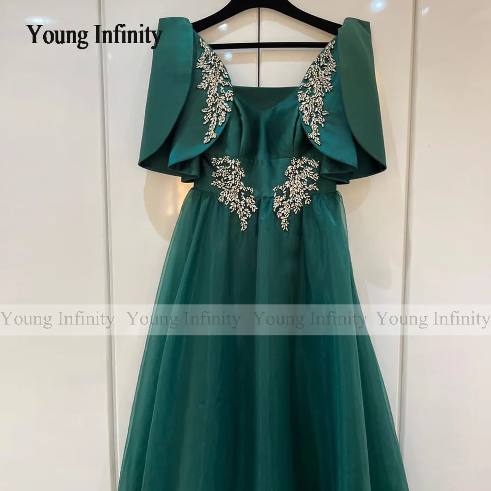 In Fashion Green A Line Prom Dress 2024 Beading Crystal Long Elegant Evening Party Gown For Woman Saudi Arabia Custom Made Lady