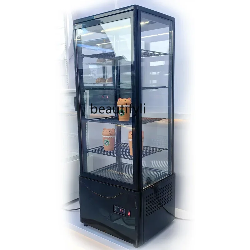 

A61 Four-sided transparent glass air-cooled display cabinet, single-door vertical beverage and food freezer, refrigerated cabin