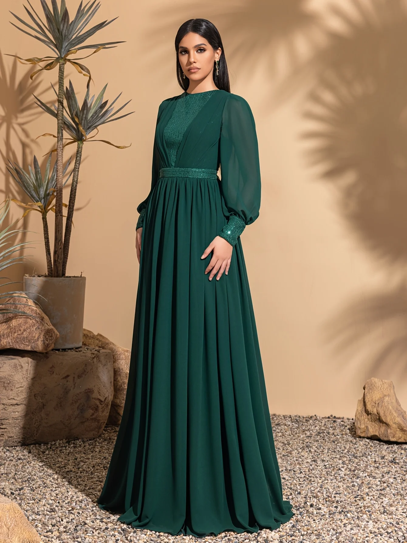long green halter neck dress Ever-Pretty Inclusive Plus Size Chiffon Empire Waist Mother of the Bride Dress main image 0