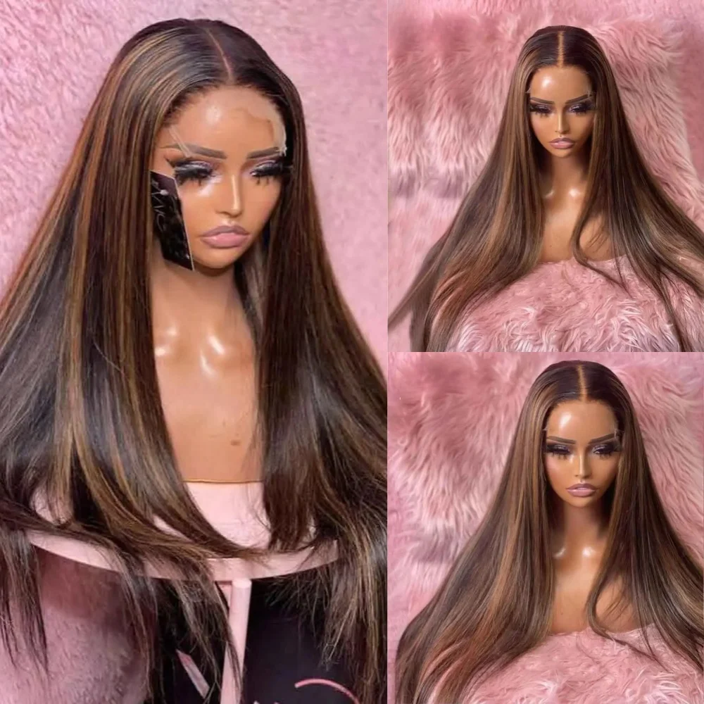 

Термостойкий синтетический парик с HD-кружевом, длинный, прямой, без клея, с эффектом натуральной линии роста, 13x4, с детским волосом