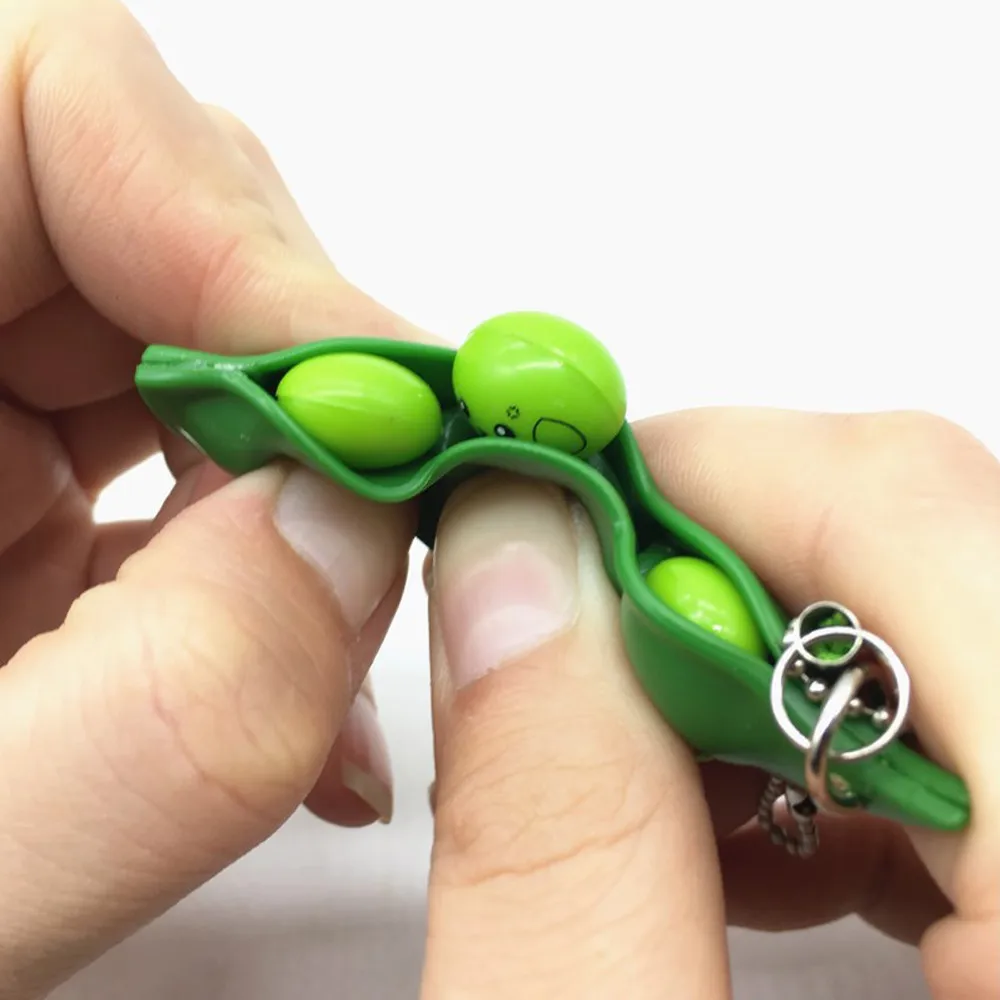 5 pezzi Fidget Toys Edamame Soft Candy Portachiavi Sollievo dallo stress Spremere Piscando Divertimento Carino Giocattolo per adulti Sollievo dallo stress Regalo Pisello Pod