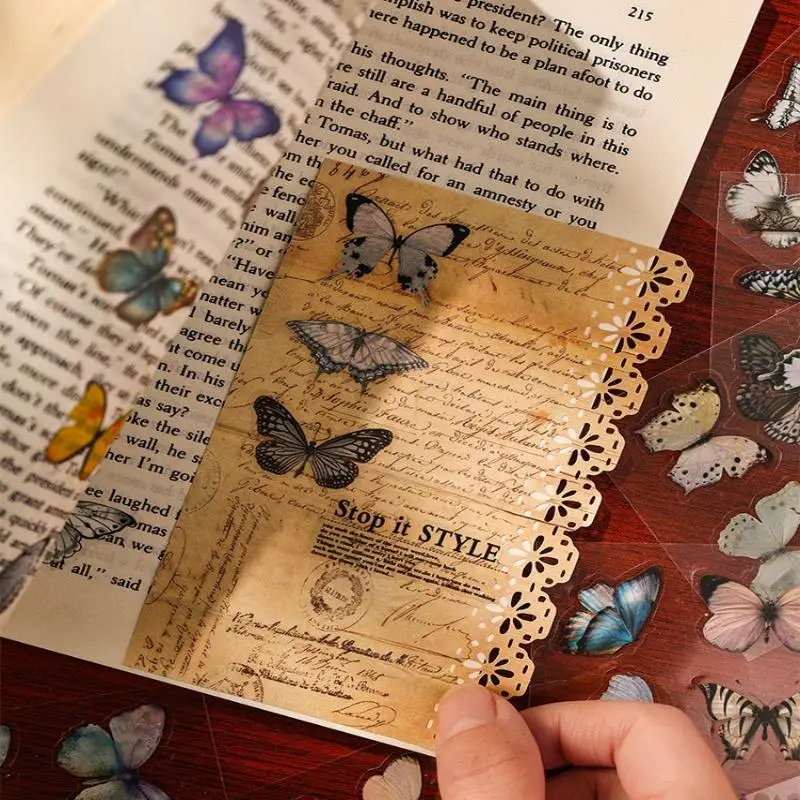 

100Pcs Waterproof PET Vintage Colorful Butterfly Sticker Gift Box Set DIY Scrapbooking Junk Journal Album Aesthetics Stationery