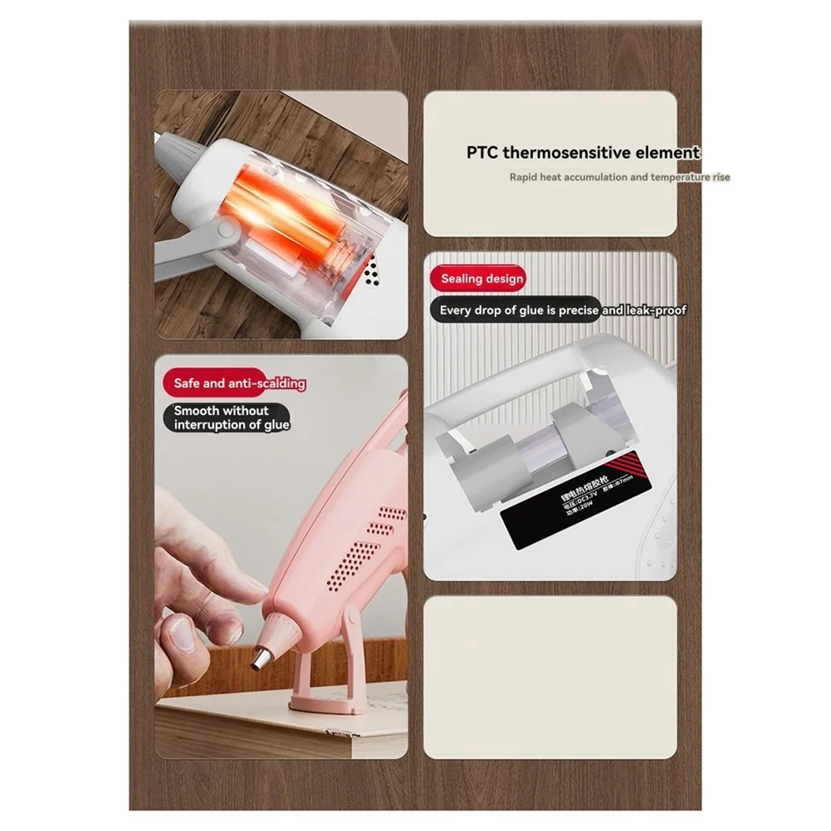 

ABNJ Mini White Перезаряжаемая машина для горячего силикона, портативная беспроводная машина 7 мм 3,7 В, 60 минут, зарядка типа C, детские инструменты для самостоятельного изготовления