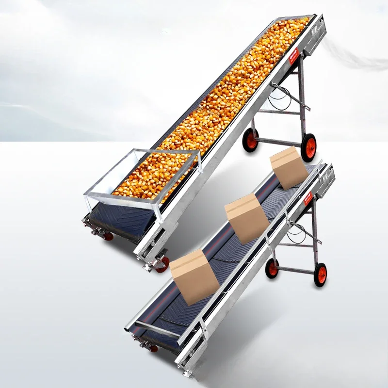 Conveyor belt small belt conveyor loading and unloading corn loading climbing roller conveyor belt foldable 7m-10m