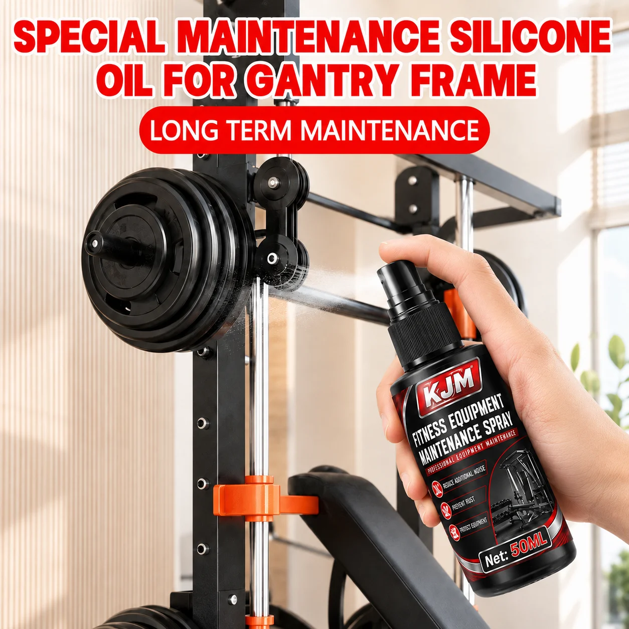 KJM Gym Equipment Care Spray For Treadmill Belt Gantry Frame Friction Reduction Anti Rust Smooth Maintenance 50ML