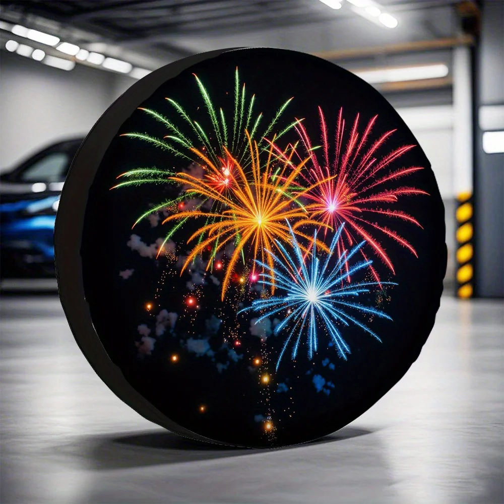 1pc, High Quality Tire Cover Colorful Firework Versatile 100% Polyester,Without Electricity New Year Gifts Perfect For Muddy Roa