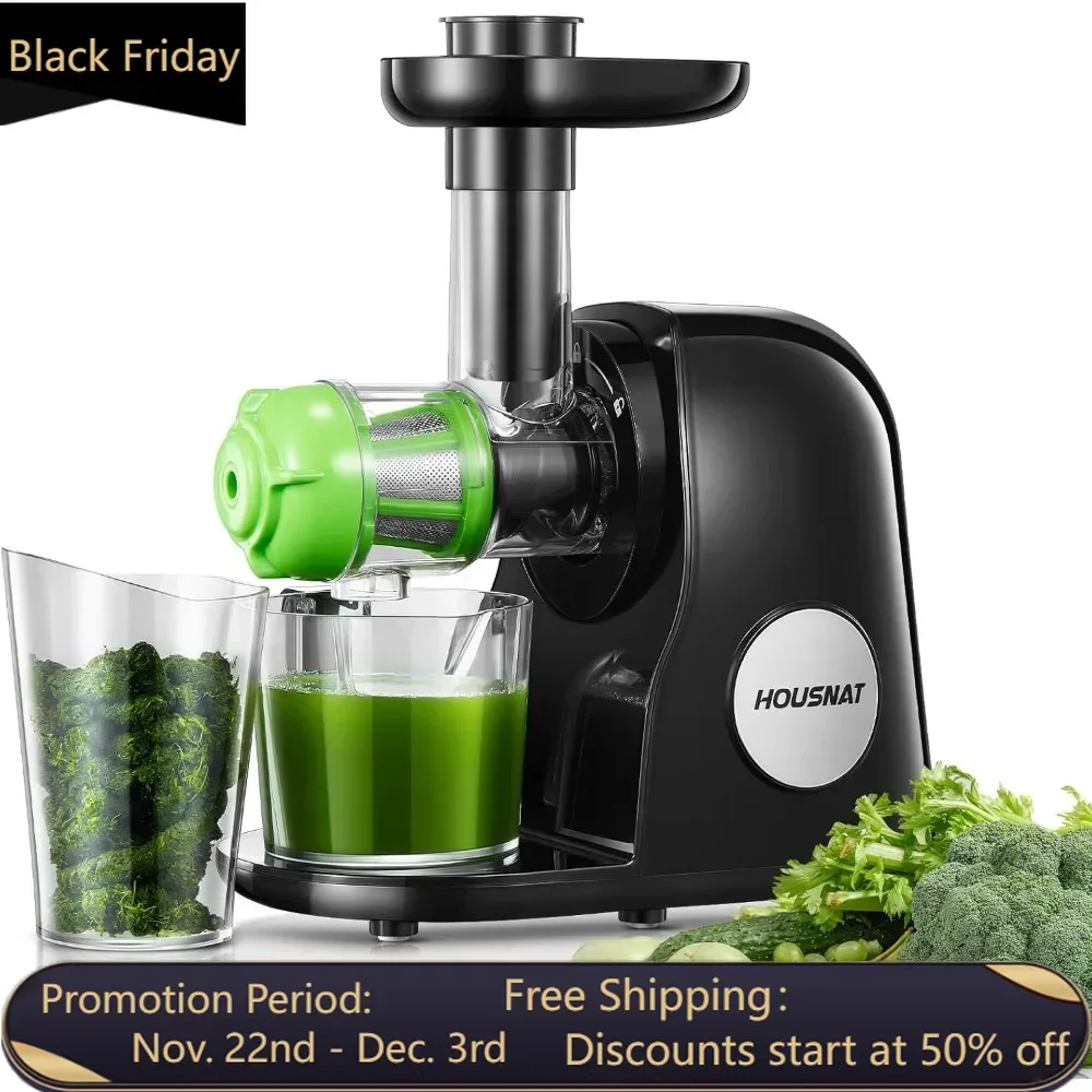 

Slow Masticating Juicer, Cold Press Juicer with Quiet Motor and Reverse Function, Brushes & Recipes Included, BPA Free