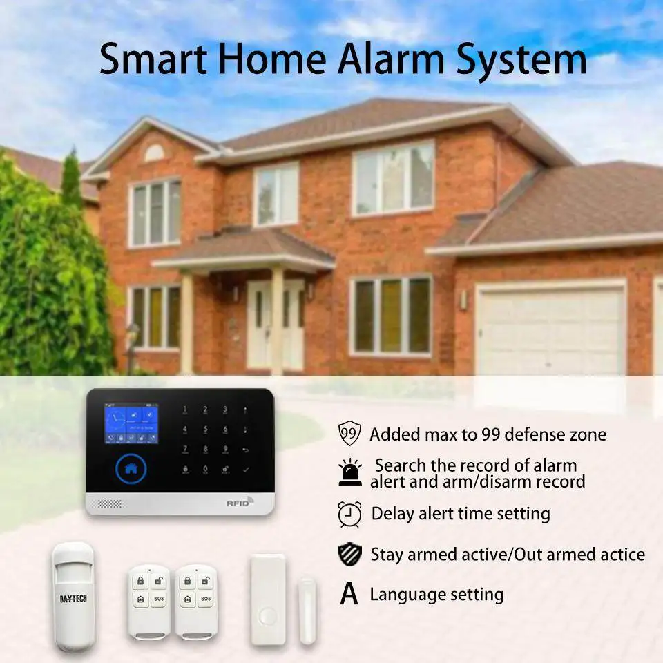 TA01 Sem Fio GSM Home Burglar Security Touch Teclado WIFI GSM Sistema de Alarme Kit Sensor