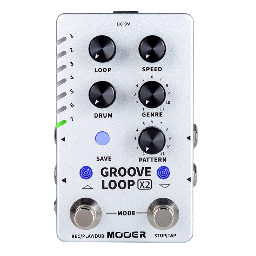 

MOOER Groove Loop X2 Stereo Looper Pedal With 14 Save Slots Drum Machine Pedal 10-minute Capacity Per Track 121 Different Drum