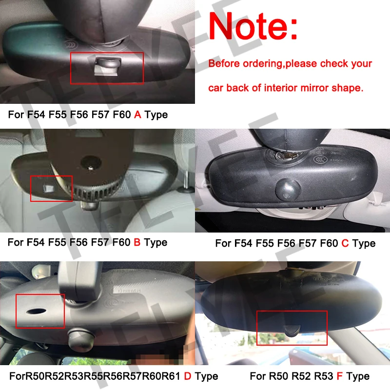 Car Interior Rear View Mirror Cover Sticker For MINI One Cooper S JCW R50 R52 R53 R55 R56 R57 R60 F54 F55 F56 F57 F60 Accessory