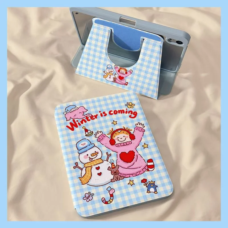 Cartoon Tablet Case For 2024 iPad Air6 11 Pro11 12.9 13 Air5 Air4 10.9 10.5 10.2 9.7 inch Mini 7 6 Cute Case with Pen Holder