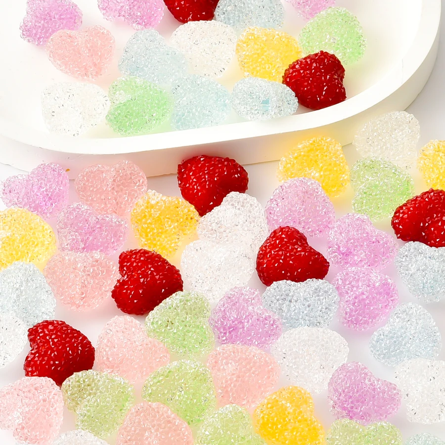 4/6Pcs Multicolor Jelly Sugar Heart Sweets Loose Beads For Bracelet Jewelry Making Lovely Glitter Gummy Candy Charms Accessories