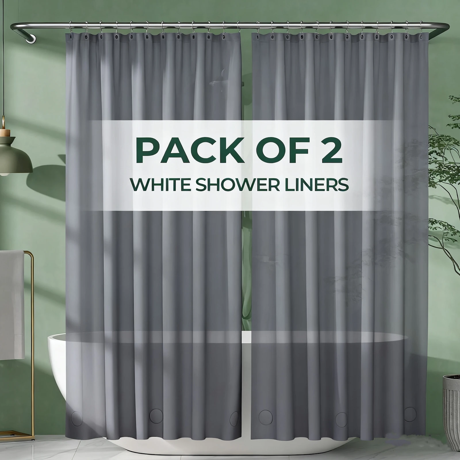 2-Pack PEVA Shower Curtain Liners 7
