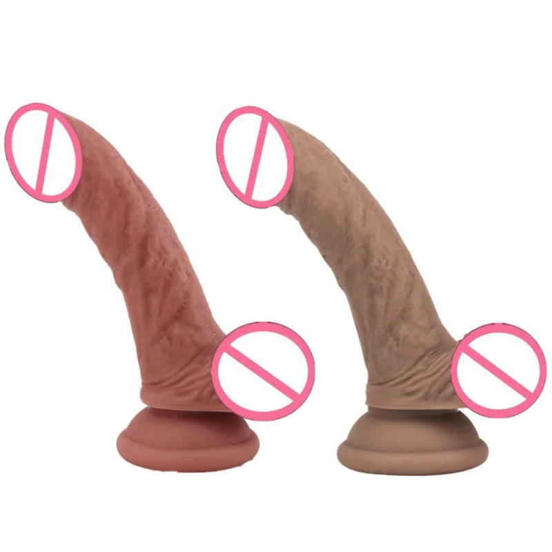 Moon Double layered Liquid Silicone Small dildo Female Upward Soft False Penis Manual Adult Sex Masturbator