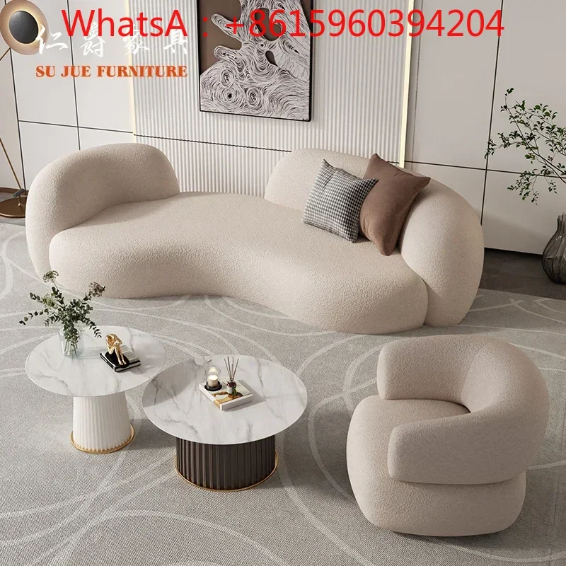 Custom sofa small family double three person beauty salon net red cashmere clothing shop cream series quiet wind small sofa