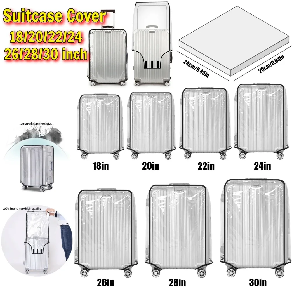 18-30inch Clear Suitcase Cover Protector Transparent Luggage Cover PVC Trolley Case Cover Scratch-resistant for Wheeled Suitcase