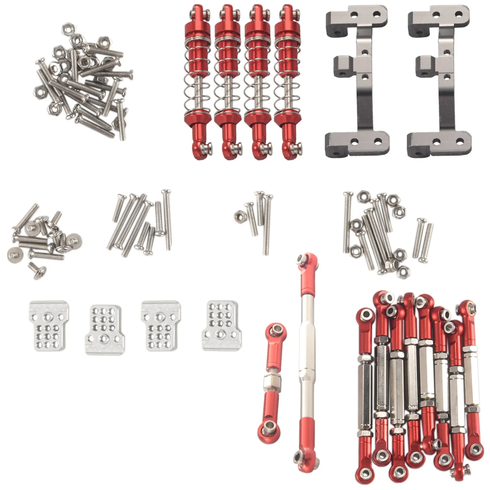 Lien de direction en métal plus récent nervure supports amortisseurs ensemble pour WPL C14 C24 C24-1 1/16 RC voiture mise à niveau pièces, 1