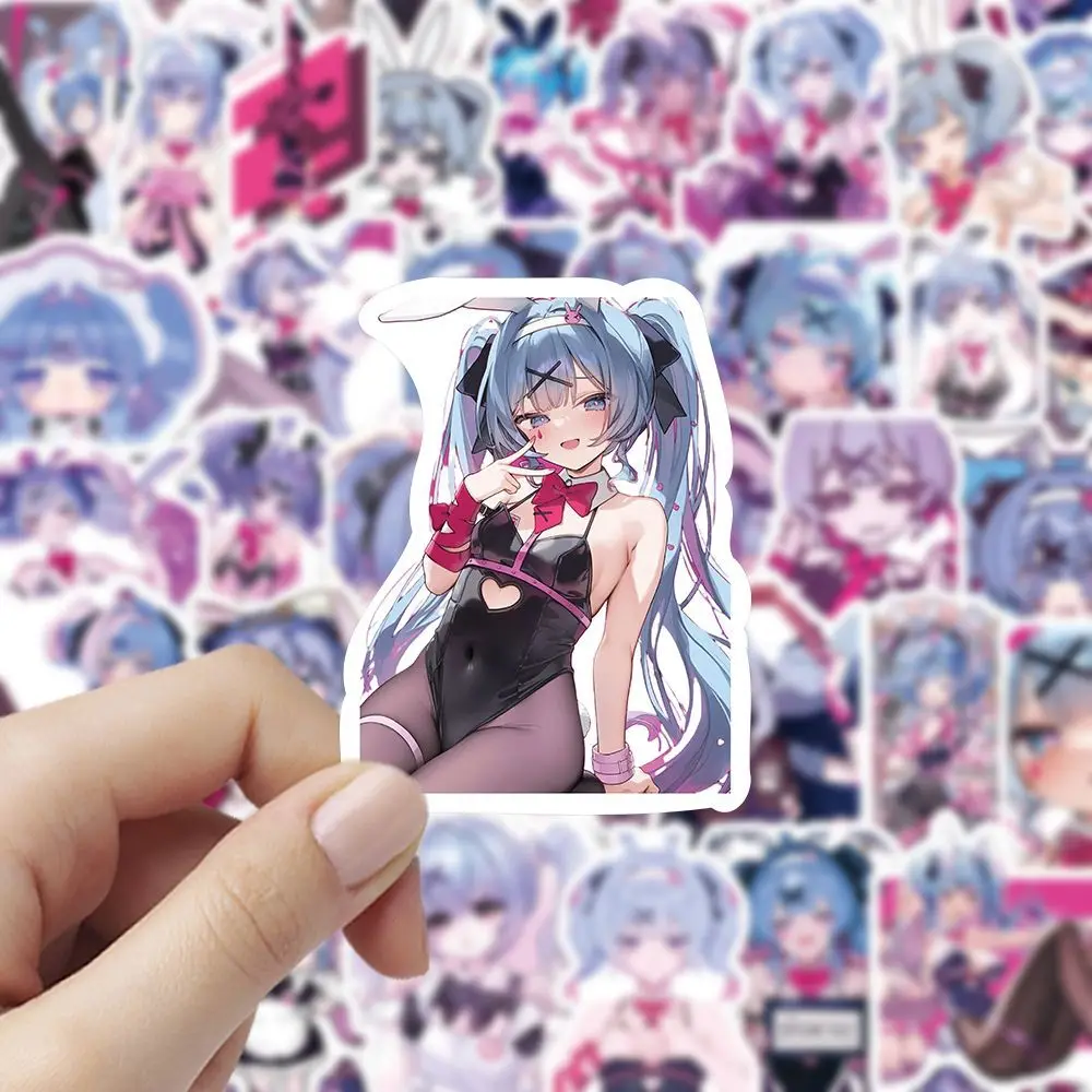 60 pièces Hatsune Miku lapin trou dessin animé haute précision créatif bidimensionnel décoratif téléphone portable ordinateur autocollants