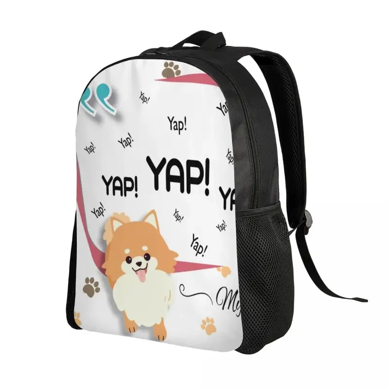 Pomeranian quotes yep yep barking laptop backpack women men fashion bookbag for college school students cartoon Spitz dog bag