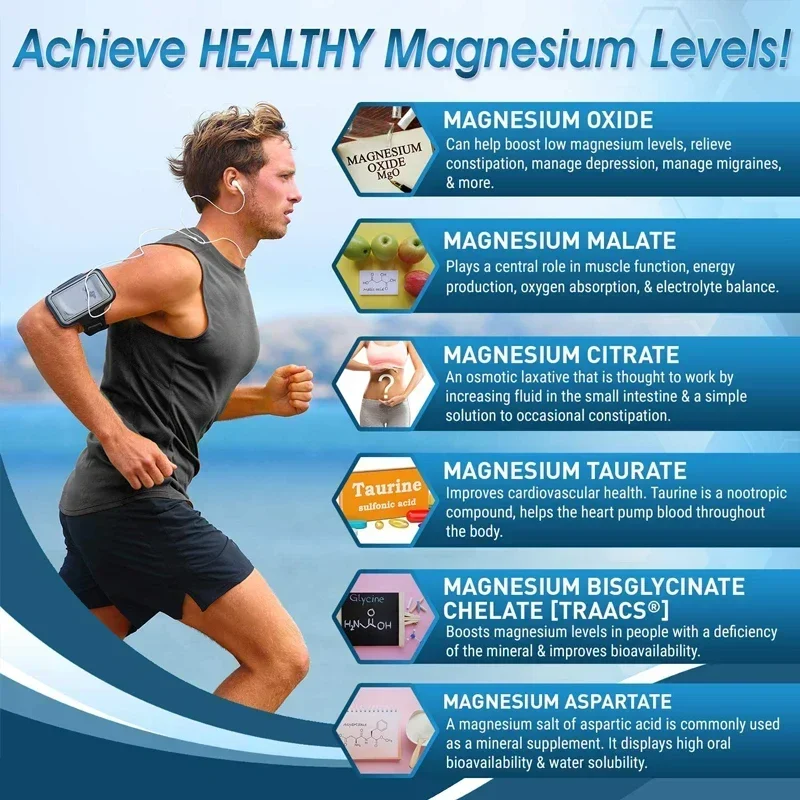 Daitea High Absorption Magnesium Complex Capsules - Dietary Supplement for Muscle, Bone, Nerve Health, Non-GMO - 120 Capsules