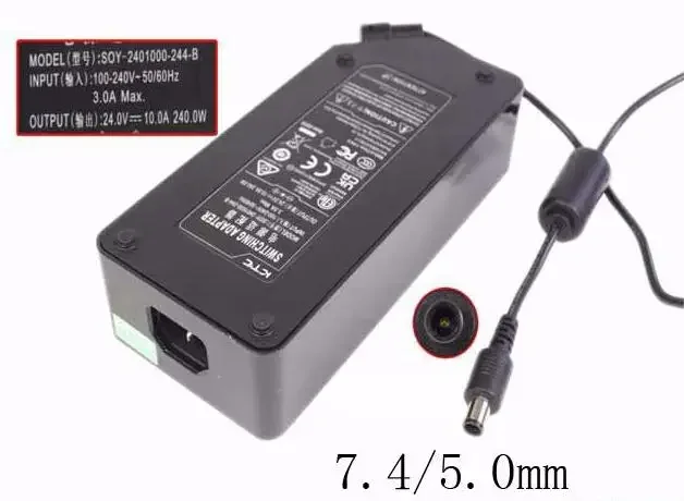 

Power Adapter SOY-2401000-244, AC Adapter 20V & Above, 24V 10A, 7.4/5.0mm with pin, IEC C14