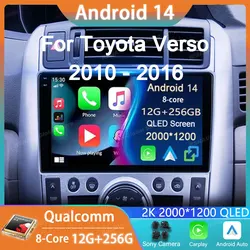 Car Radio Android 14 For Toyota Verso EZ E'Z 2006-2009 2010 2011 2012-2018 GPS Multimedia Player Carplay Navigation Stereo Audio