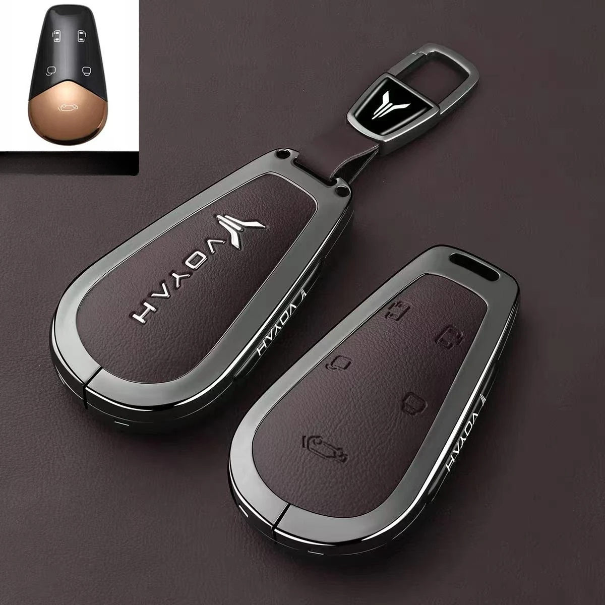 Zinc Alloy Car Key Case Cover Bag Chain Shell Protector Fob Holder for VOYAH Dream PHEV EV Champion Edition Accessories
