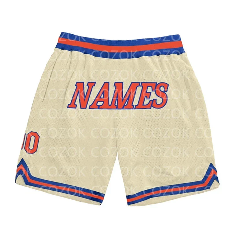 

Custom Cream Blue Authentic Basketball Shorts 3D Printed Men Shorts Your Name Mumber Quick Drying Beach Shorts