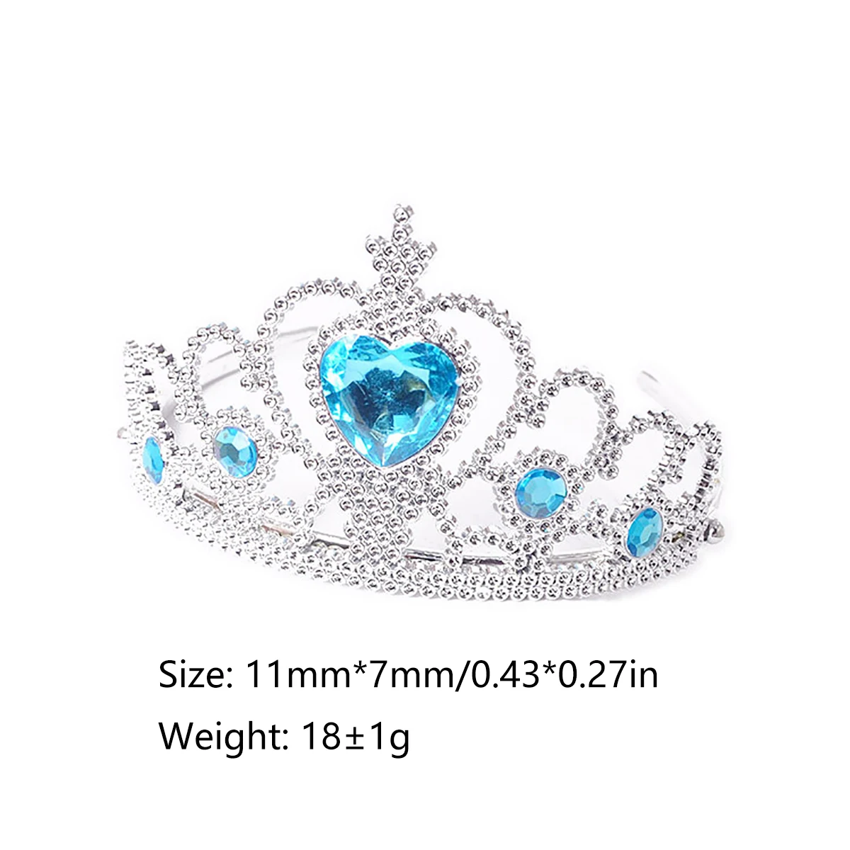 Lovely Plastic Hairbands Blue Rhinestone Princess Crown Headbands Heart Birthday Tiara For Girls Hair Accessories