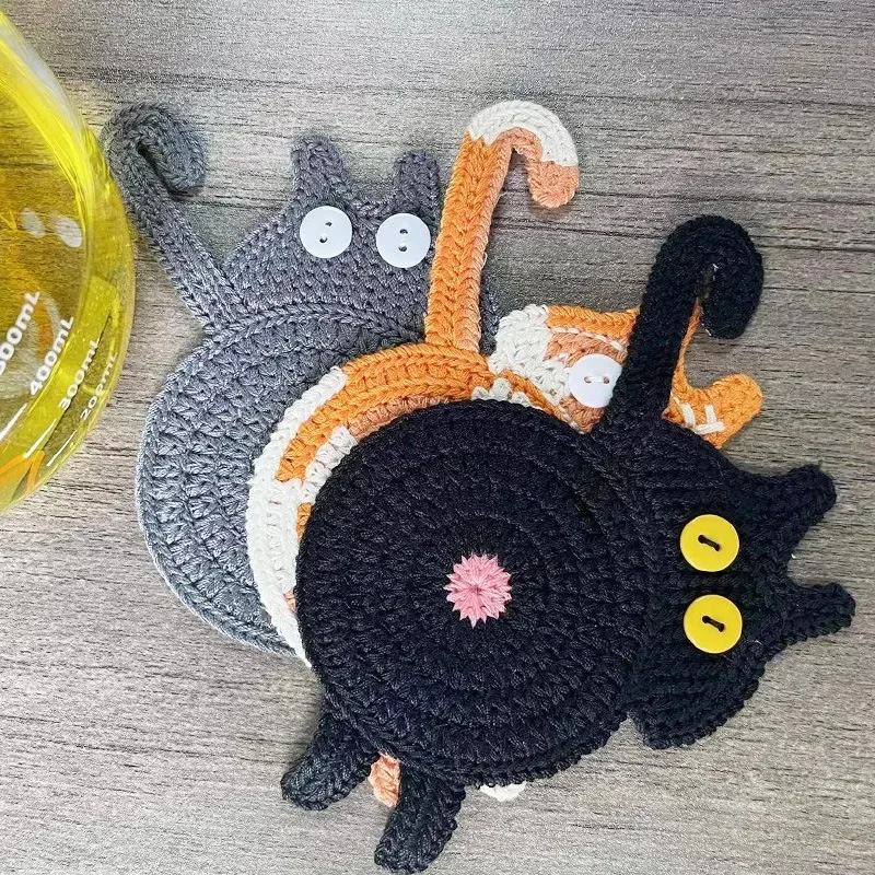 Funny Coaster High Temperature Resistant Easy To Clean Reused Various Styles Wear-resistant Heat Insulation Cloth Cat Butt Coast