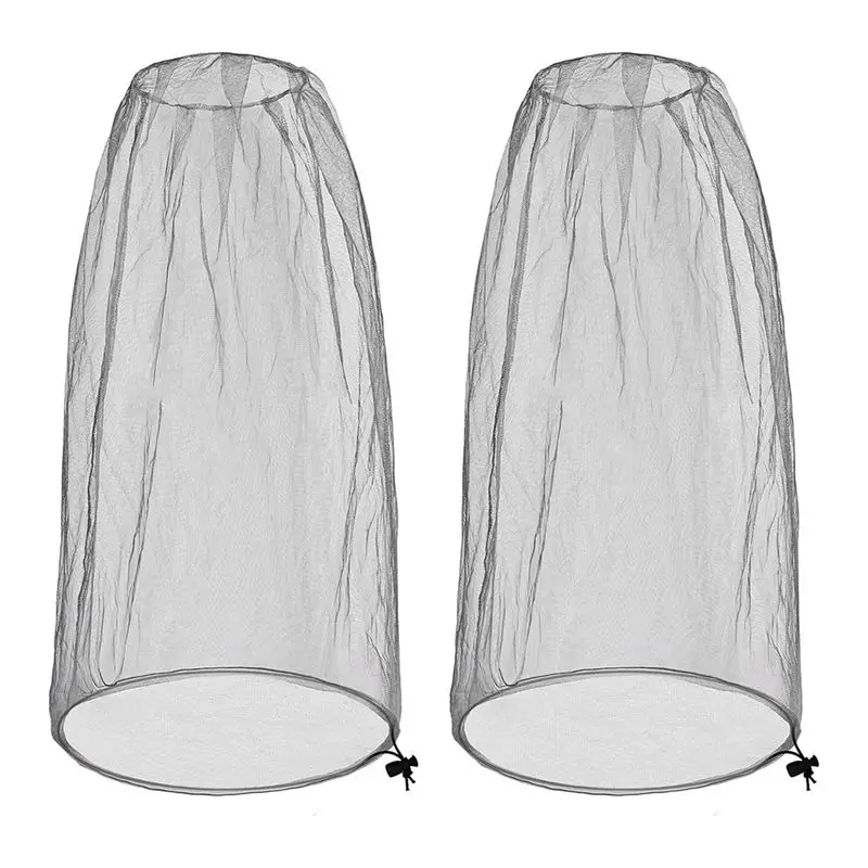 AB11-2 Pack Mosquito Head Net Mesh Insects Mesh Head Net For Gardening Hiking Fishing Traveling For Hats, Mesh Face Shield Grey