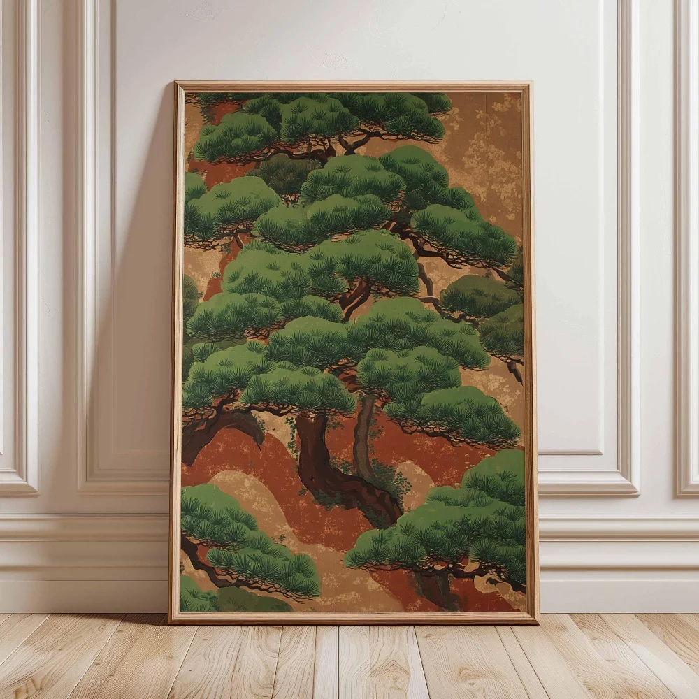 Japanese Pine Wall Decoration Zen Garden Minimalist Landscape Canvas Painting Wall Art Poster Picture Home Decor Mural Cuadros