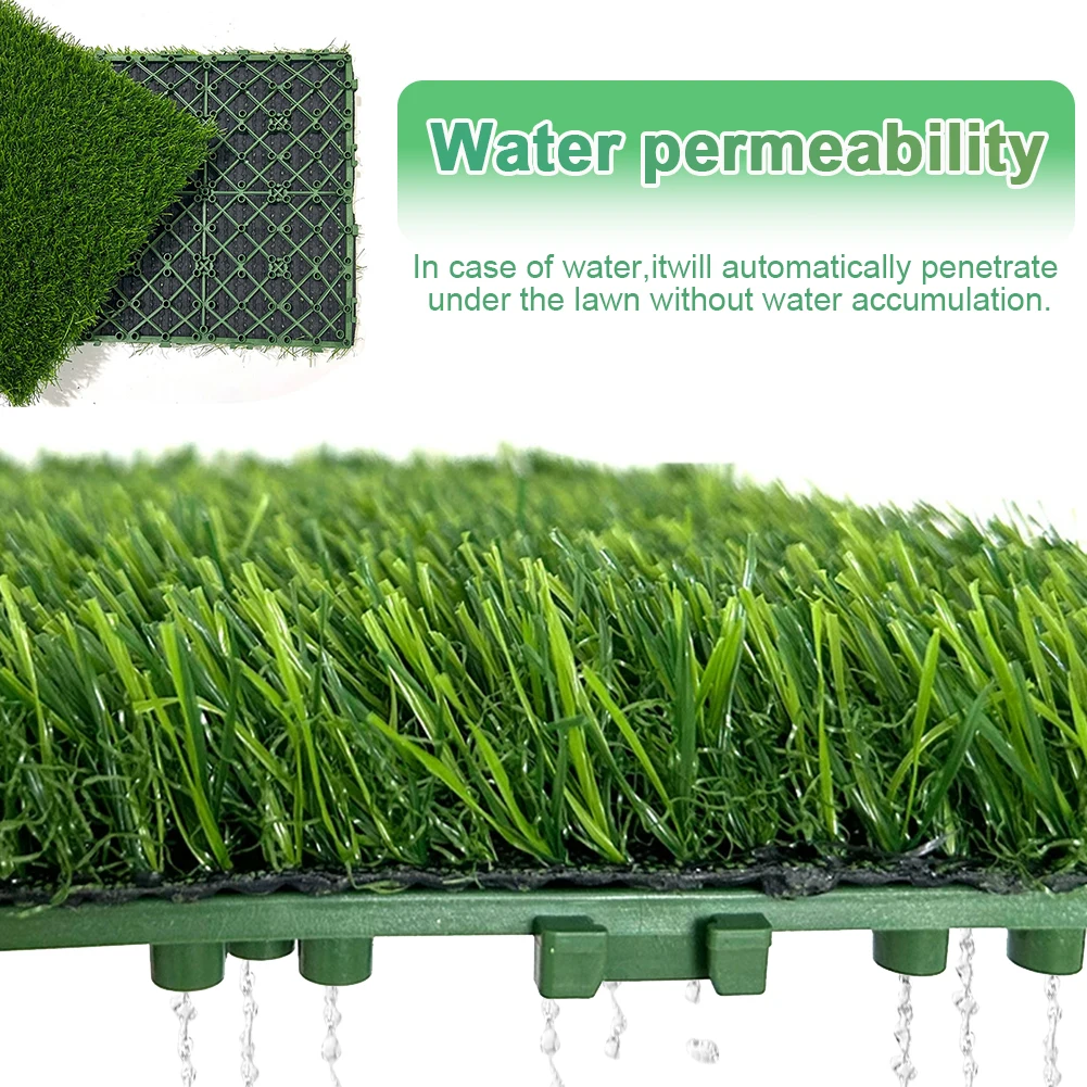 10 Pcs 12 Inchx12 Inch Realistic Grass Turf Tile Interlocking Grass Deck Tiles Flooring Decor Pad for Garden Lawn Patio Balcony