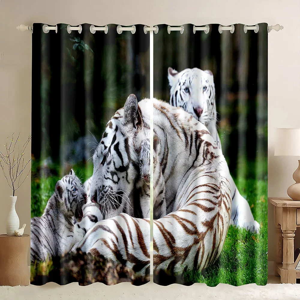 Panda Curtains Cute Animal Window Blackout Curtains,Wild Animals Bear Wildlife Draperies,Kawaii Decorative Living Room Decor