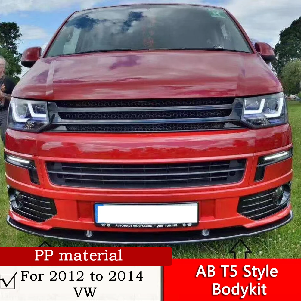 

AB T5 Style Bodykit For 2012 2013 2014 VW Multivan T5 Modification Black Grille LED DRL Add Glossy BLack Front Spoiler Rear Lip