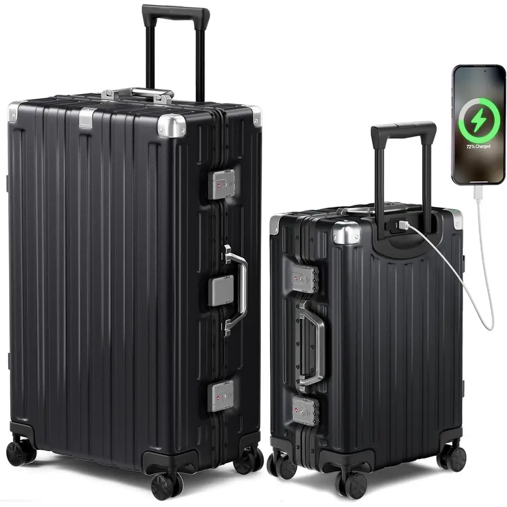 

2-Piece Hardside Spinner Luggage Set, 20 & 28 Inches, USB Port, No Zipper