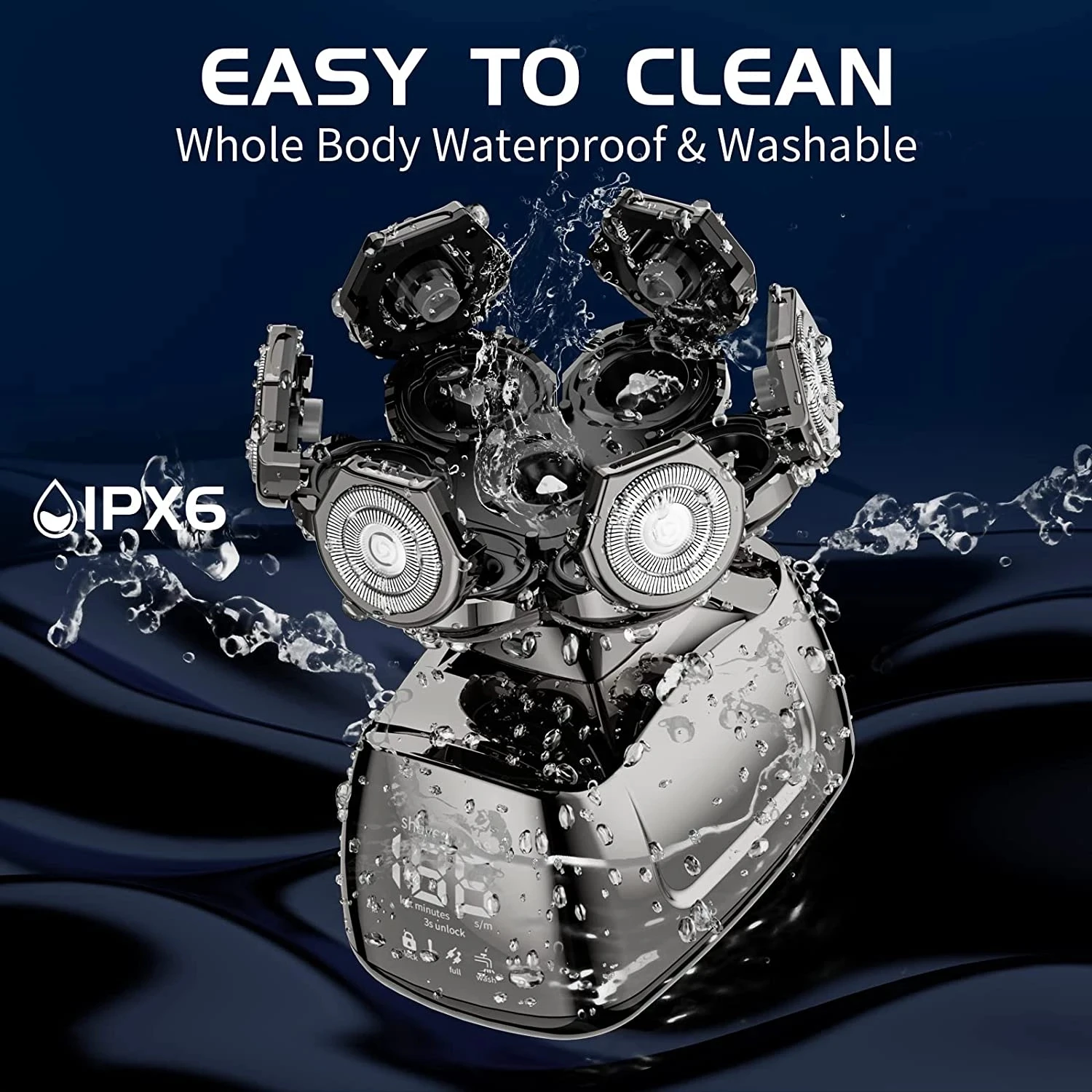 Venda quente 5 em 1 kit de aliciamento navalha elétrica careca aparador de barba máquina de barbear rotativo à prova dwaterproof água barbeador elétrico cabelo