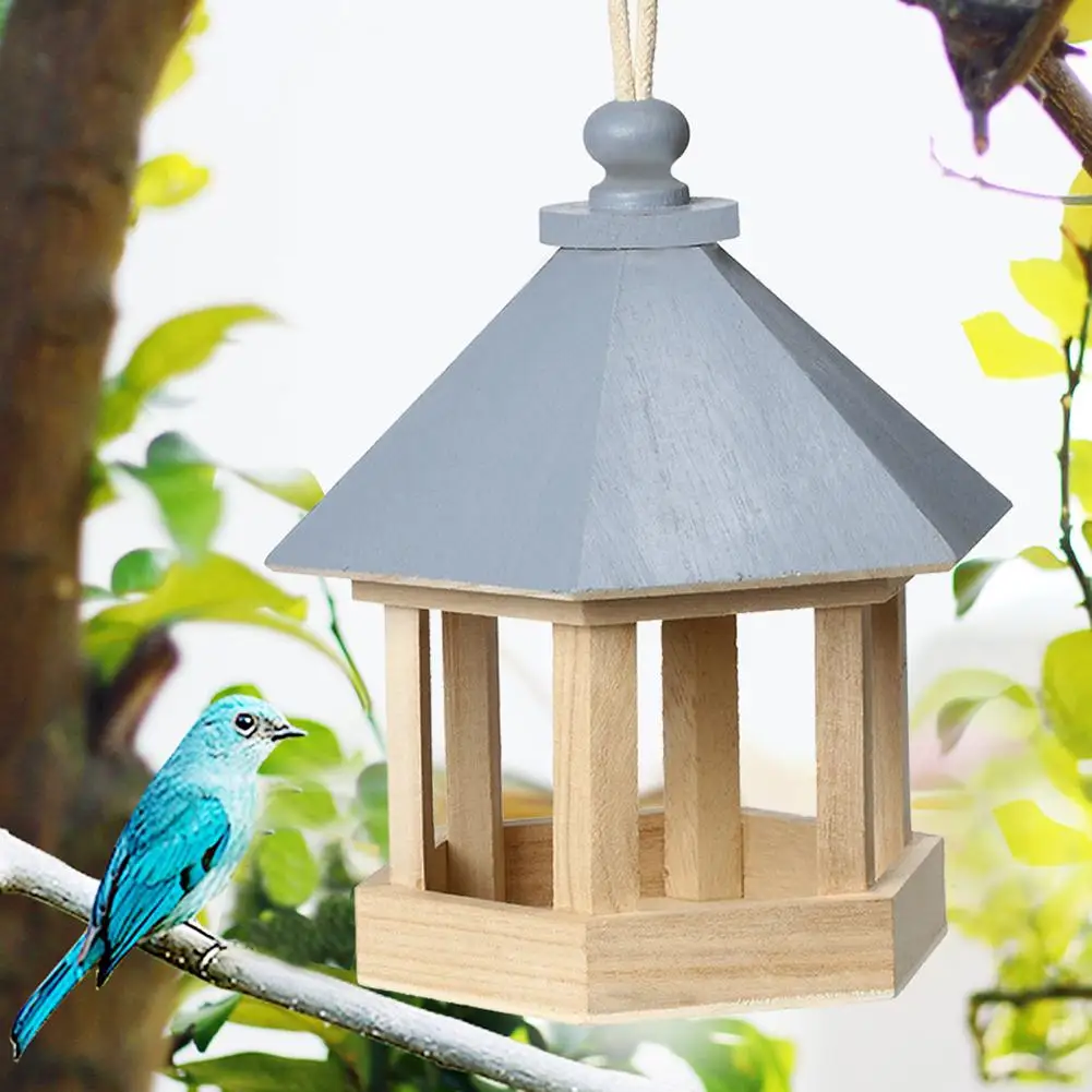 

Hanging Wooden Birdhouse Hexagon Shape Bird Feeder Ornaments For Outdoor Yard Garden Decorations