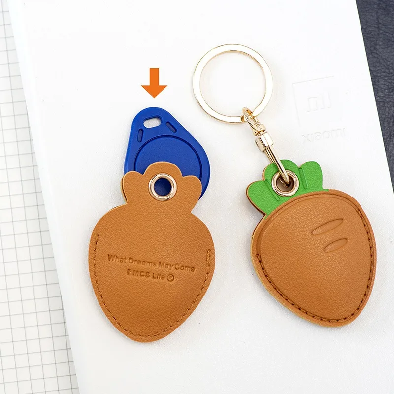1pc Rectangle Water Drop PU Card Holder Creative Mini Access Control Card Case Cute Keychain Bag Charm Pendant