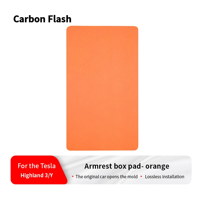 Orange Suede Anti-Slip Armrest Pad for Tesla Updated 3/Y – Carbon Flash Finish